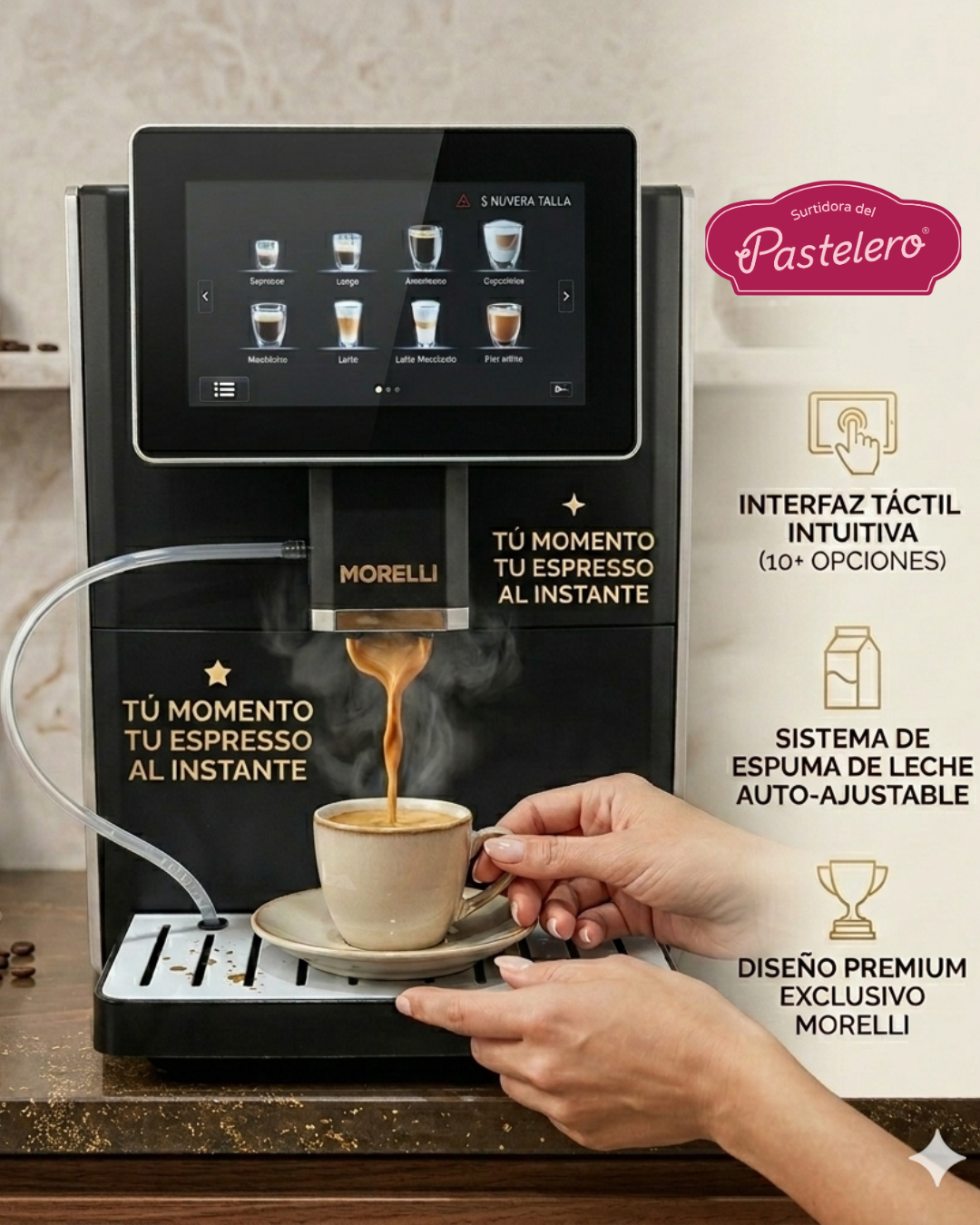CAFETERA AUTOMATICA PARA ESPRESSO AMERICANO Y CAPUCHINO MORELLI